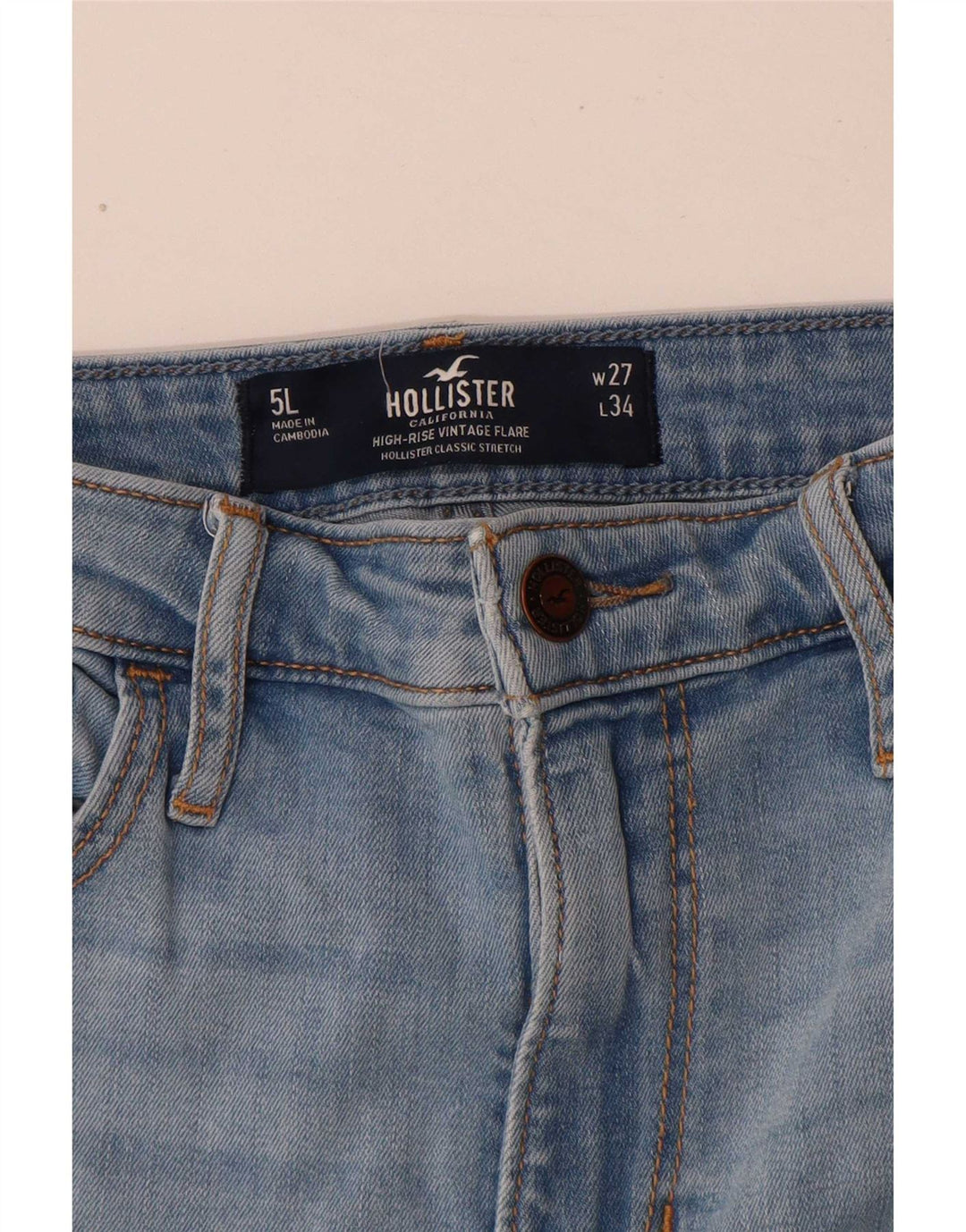 Vaqueros Hollister Mujer Acampanados W27 L34 Algodón Azul