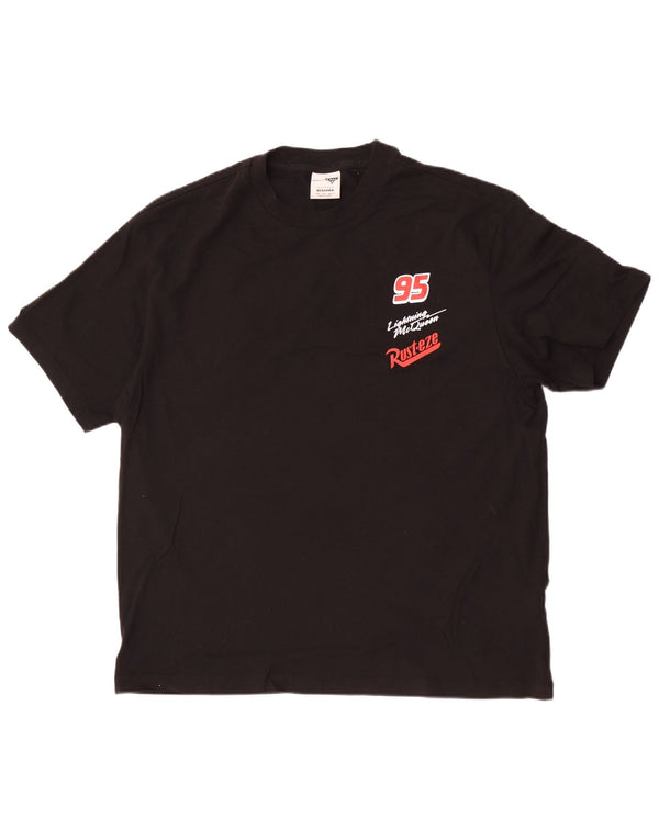 Bershka Hombre Disney Graphic Camiseta Top Grande Algodón Negro