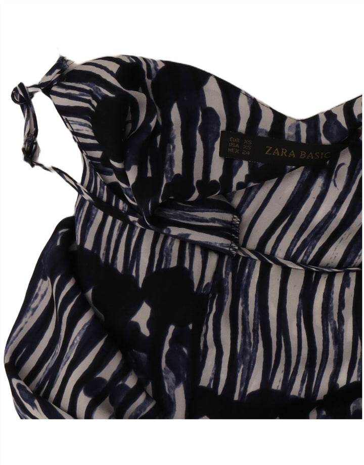 Zara Mujer Mono Corto Sin Mangas Con Estampado Abstracto UK 6 XS Azul Marino