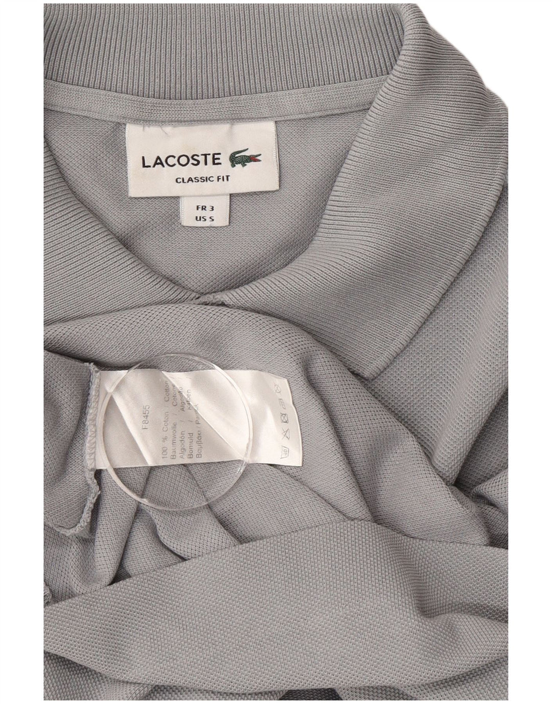 Lacoste Polo de ajuste clásico para hombre talla 3 pequeño algodón gris