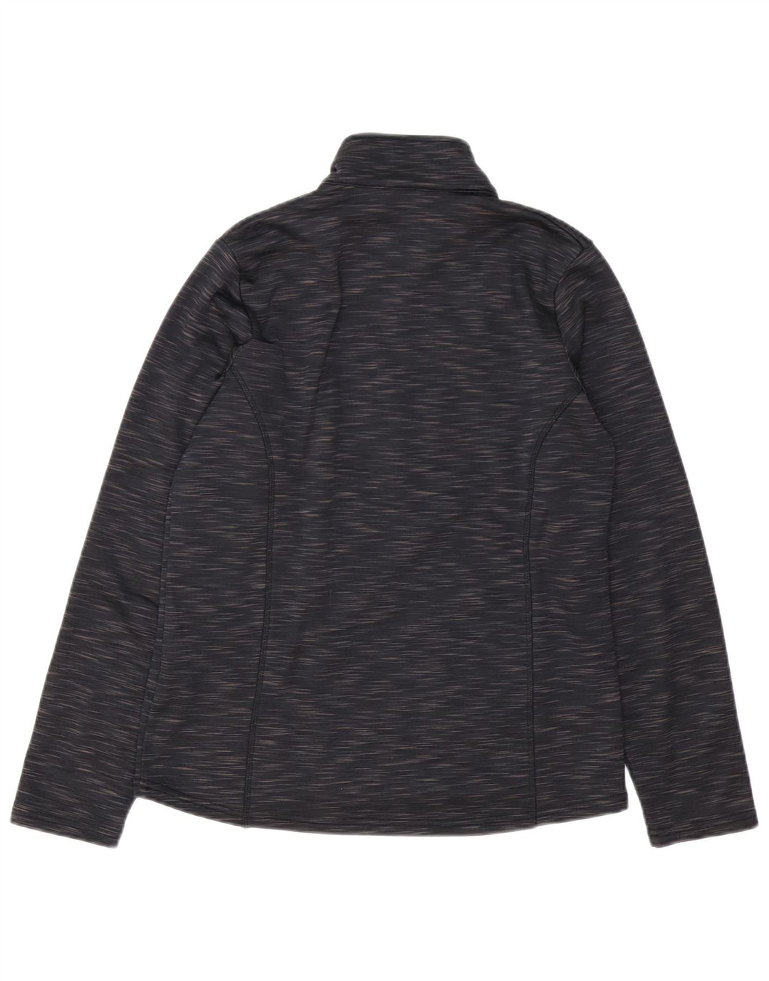 Brugi - Sudadera con cuello y cremallera para hombre, talla pequeña, poliéster moteado negro