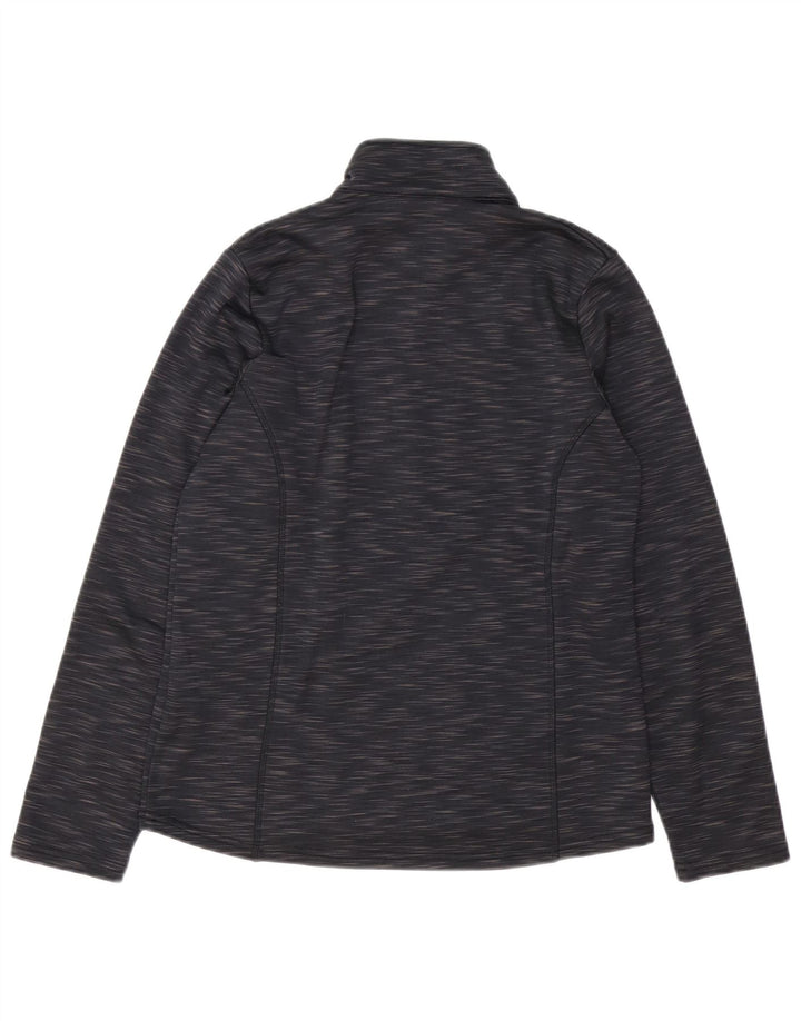Brugi - Sudadera con cuello y cremallera para hombre, talla pequeña, poliéster moteado negro