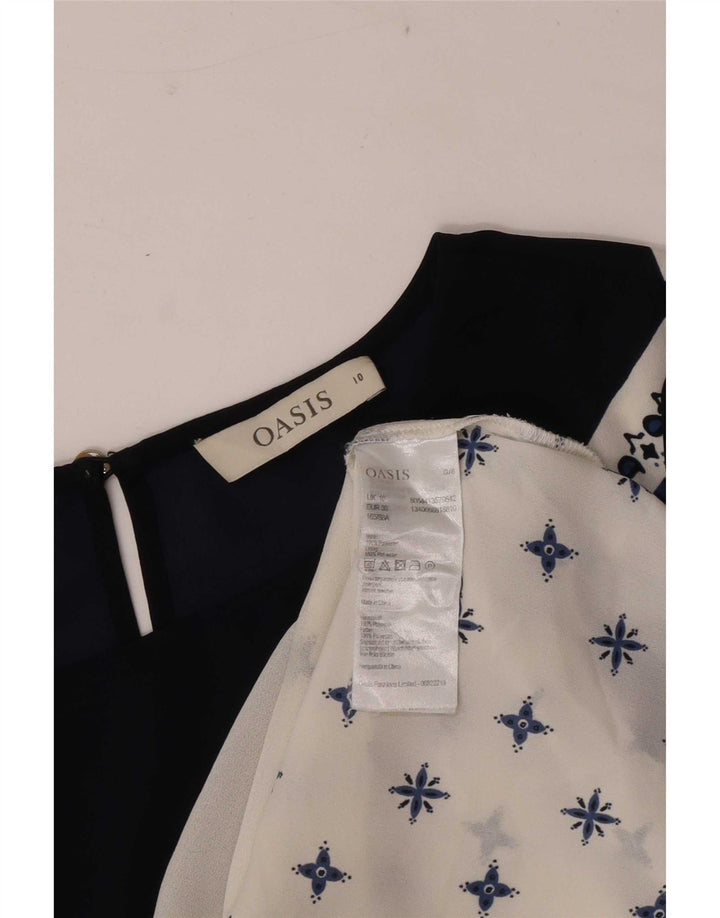 Oasis Blusa para mujer Top UK 10 Small Azul marino Paisley Poliéster