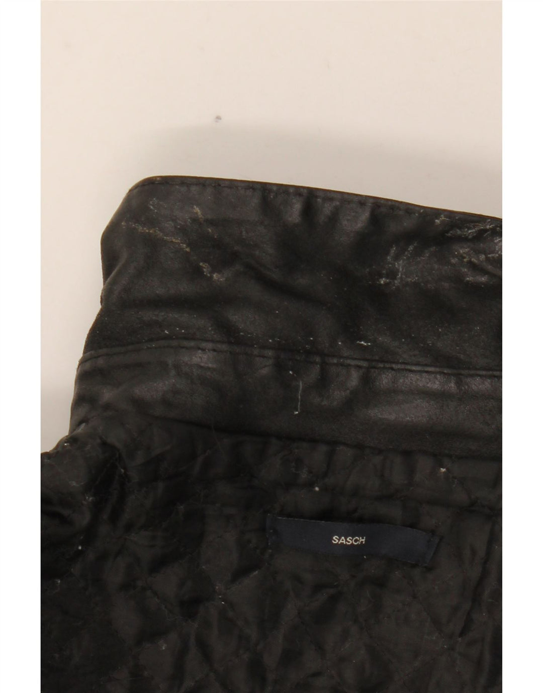 Sasch Chaqueta de cuero para hombre Reino Unido 40 Grande Cuero negro
