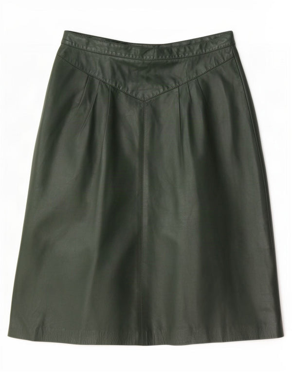 Falda de cuero vintage para mujer mediana W28 verde