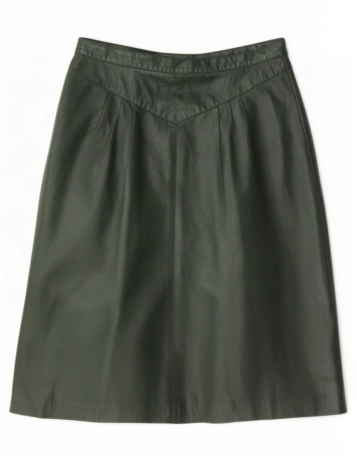 Falda de cuero vintage para mujer mediana W28 verde