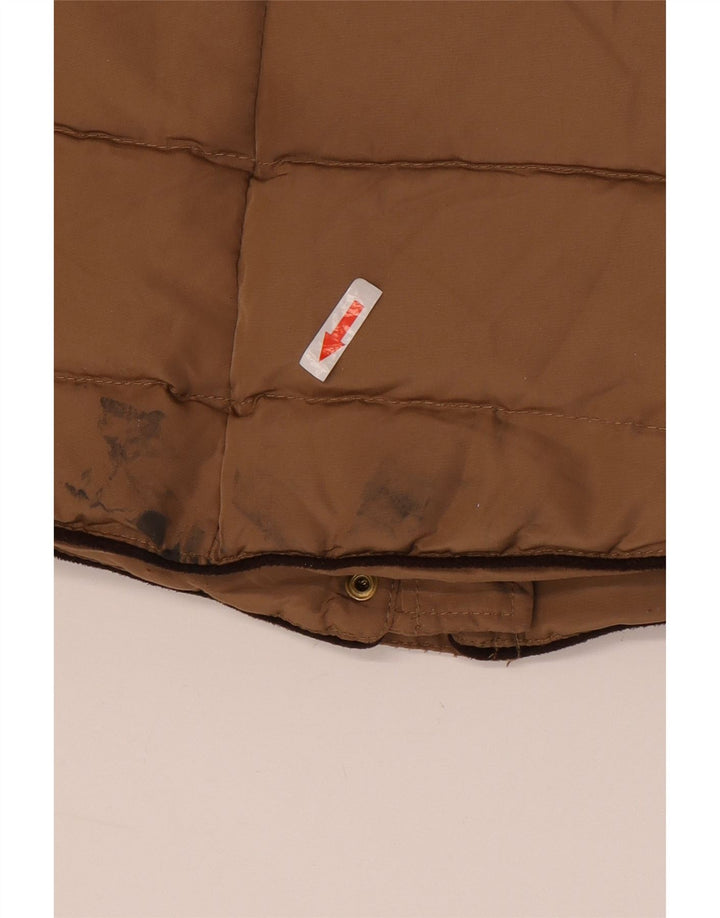 Zara Mujer Chaqueta Acolchada Con Capucha UK 44 Grande Poliéster Marrón
