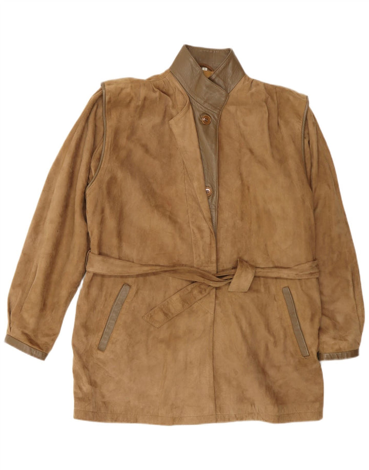 Vintage mujer chaqueta de ante de gran tamaño IT 44 cuero marrón medio