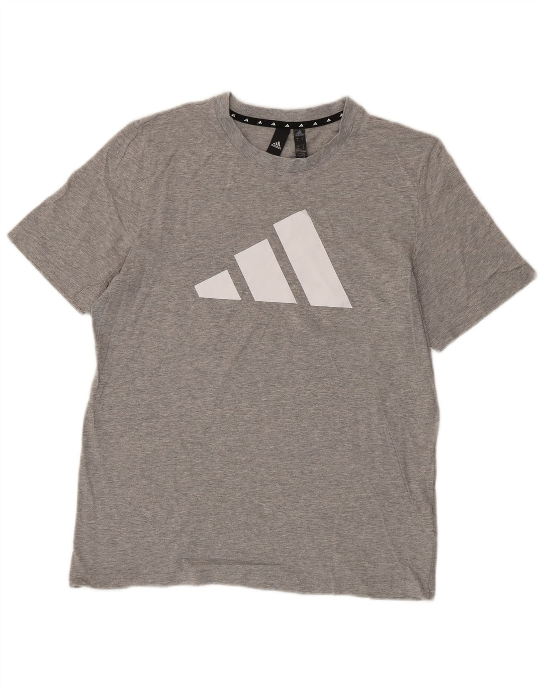Adidas Hombre Camiseta Gráfica Top Algodón Gris Medio