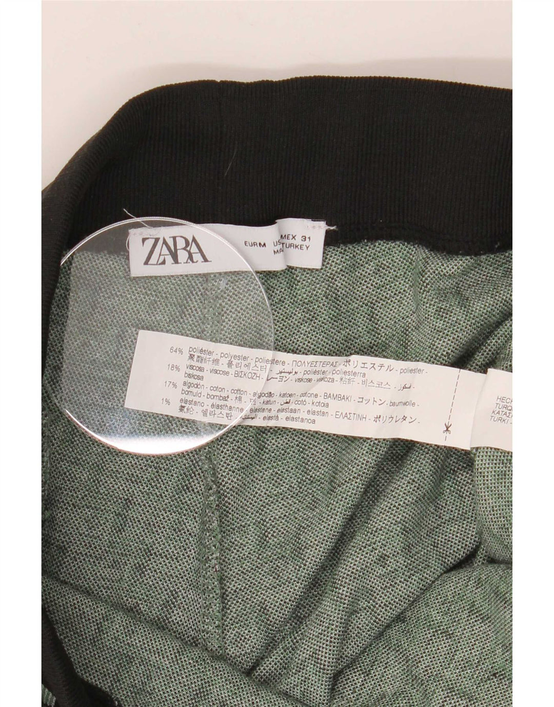 Zara Hombre Pantalones Chándal Joggers Poliéster Geométrico Verde Medio