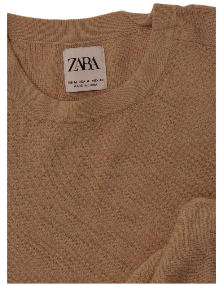 Zara Hombre Camiseta Top Medium Beige