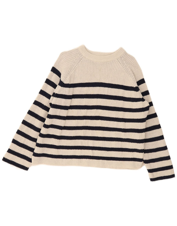 Marks & Spencer Jersey con Cuello Barco para Mujer UK 18 XL Off White Rayas