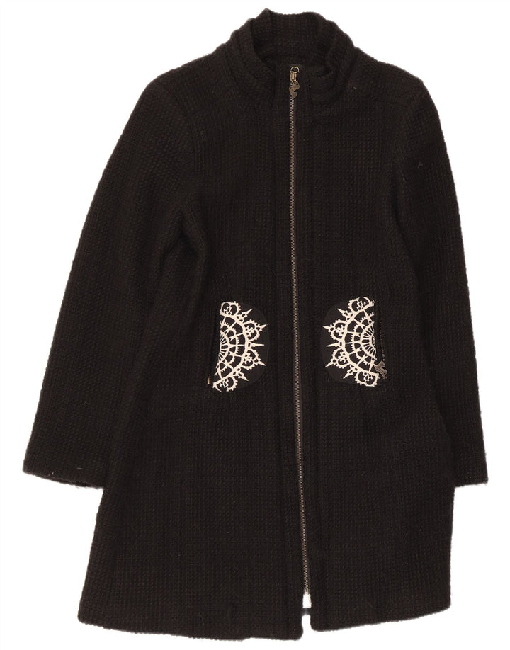 Abrigo Desigual para mujer EU 42 Grande Negro Paisley Acrílico