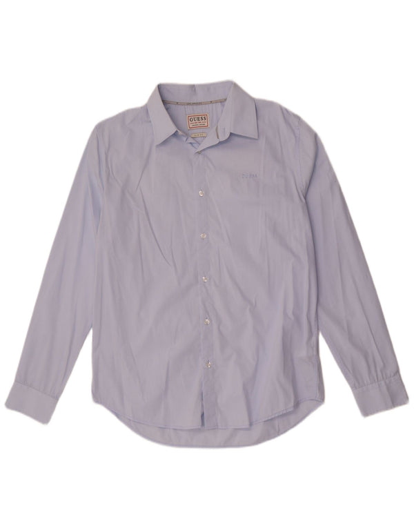 Guess Camisa Slim Fit para Hombre UK 34 Small Algodón Azul
