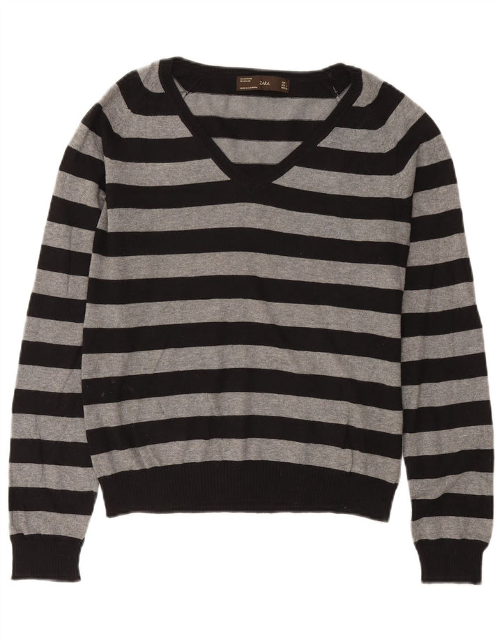 Zara - Jersey con cuello en V para mujer, talla 40, color negro