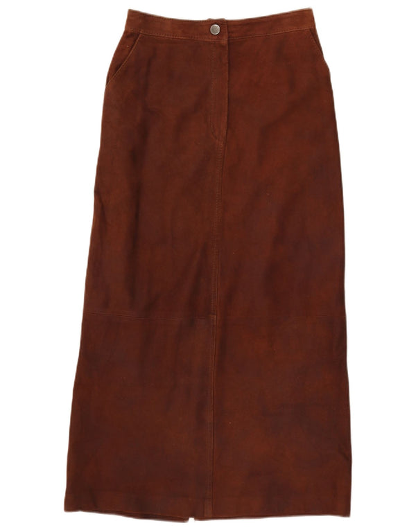 i Blues Falda larga de gamuza de cintura alta para mujer UK 10 Small W26 Cuero marrón