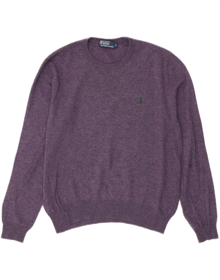 POLO RALPH LAUREN Suéter tipo jersey con cuello redondo para hombre, grande, color morado