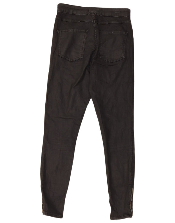 Zara Pantalones casuales ajustados encerados para mujer EU 38 Small W28 L26 Negro