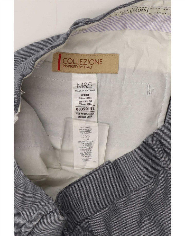 Marks & Spencer Pantalones casuales rectos para hombre W38 L29 Poliéster azul