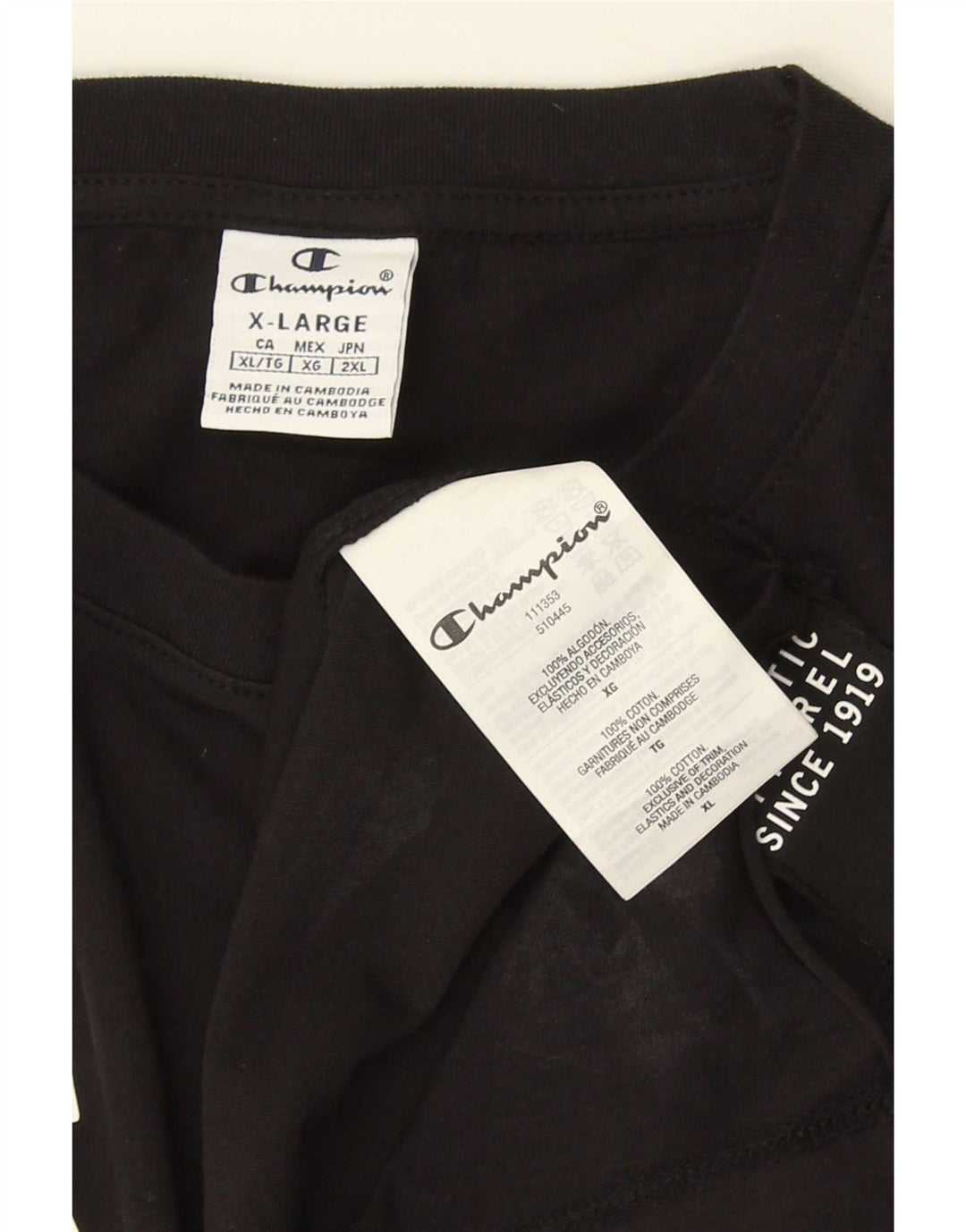 Champion Camiseta sin mangas gráfica para hombre XL Algodón negro
