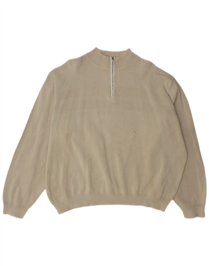 Marks & Spencer - Jersey con cuello y cremallera para hombre, talla 2XL, algodón beige