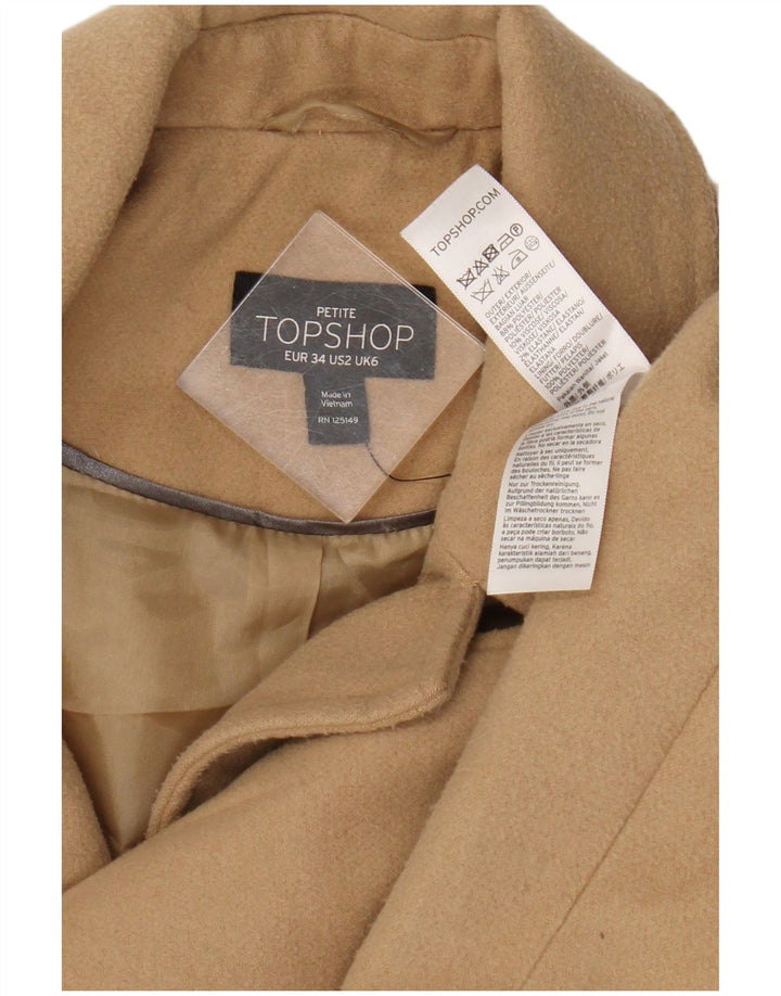 Topshop Abrigo para mujer UK 6 XS Beige Poliéster