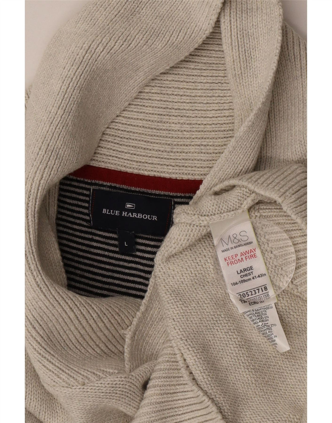 MARKS & SPENCER Suéter tipo jersey con cuello chal para hombre UK 41/43 Grande Gris
