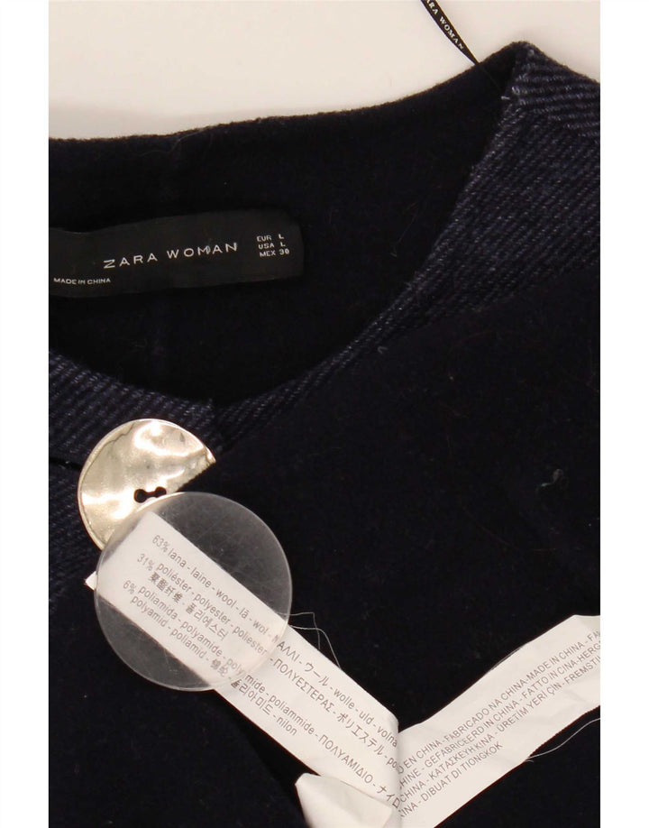 Zara Abrigo extragrande de manga 3/4 para mujer Reino Unido 46 Lana azul marino grande