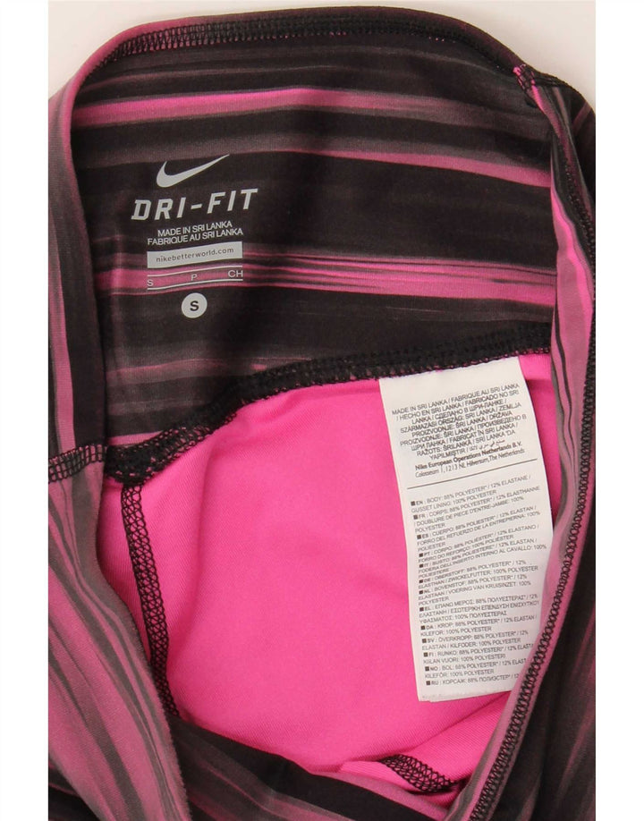 Nike Dri Fit Capri Leggings para mujer UK 8/10 Pequeño poliéster a rayas rosa