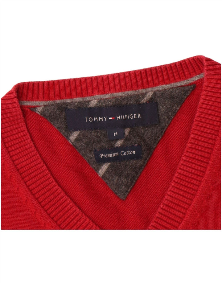 TOMMY HILFIGER Jersey con cuello en V para hombre Algodón rojo medio