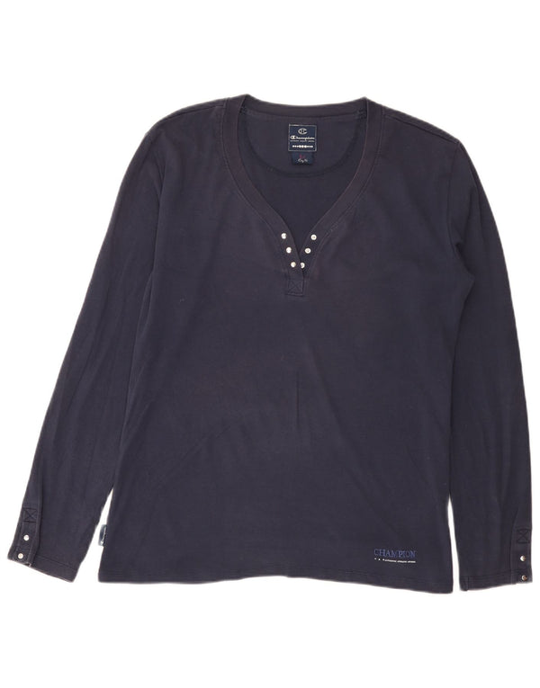 Champion Mujer Easy Fit Top Manga Larga UK 40 XL Algodón Azul Marino