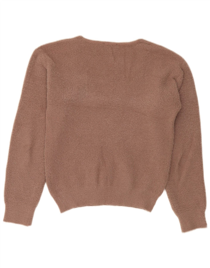 Zara Jersey oversize con cuello en V para mujer UK 10 Small Marrón Poliéster