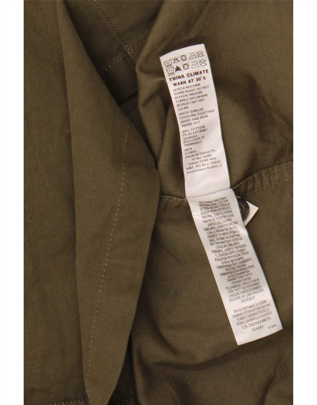 Marks & Spencer Camisa Sobrecamisa para Hombre Pequeña Algodón Caqui