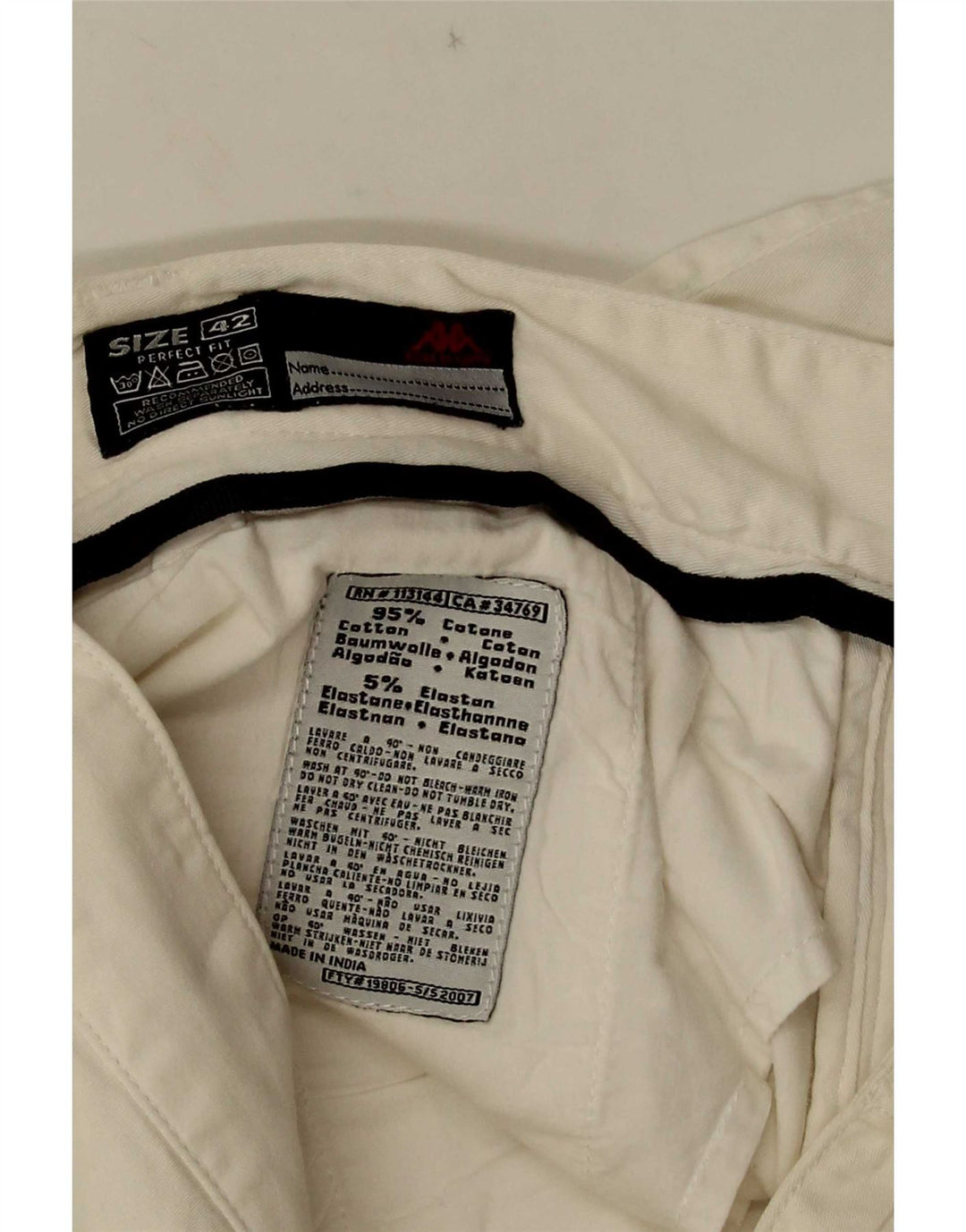 Pantalones cortos chinos Kappa para mujer IT 42 Medium W30 Algodón blanco roto