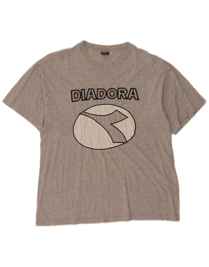 Diadora Hombre Camiseta Gráfica Top Grande Gris