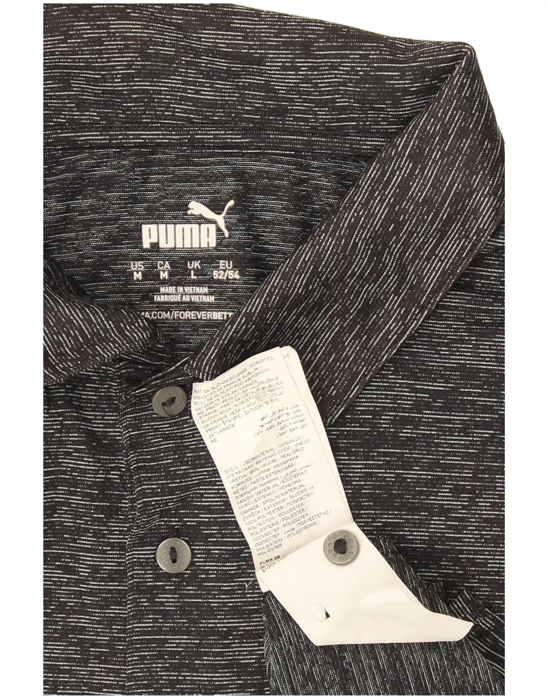 Polo Puma Para Hombre Poliéster Moteado Gris Grande