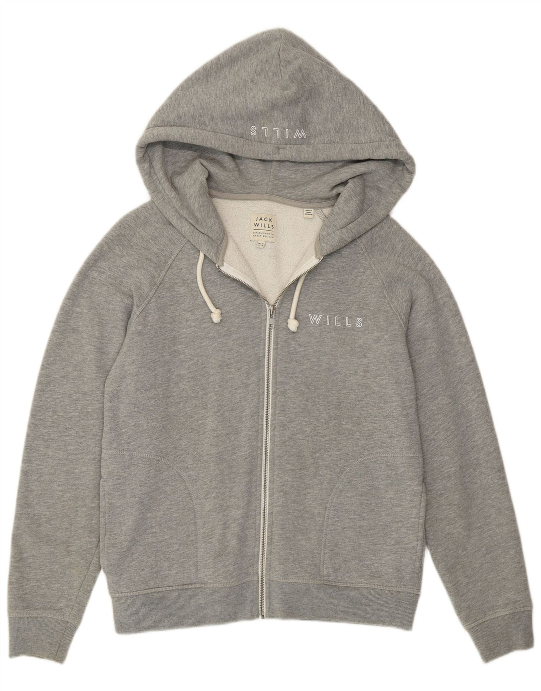 Jack Wills Suéter con capucha y cremallera gráfica para mujer Reino Unido 12 Algodón gris medio