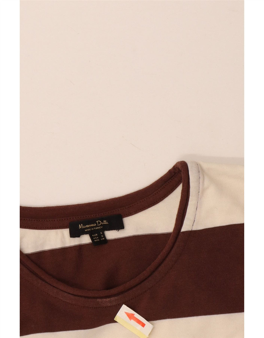 Massimo Dutti Hombre Top Manga Larga Small Algodón Rayas Marrón