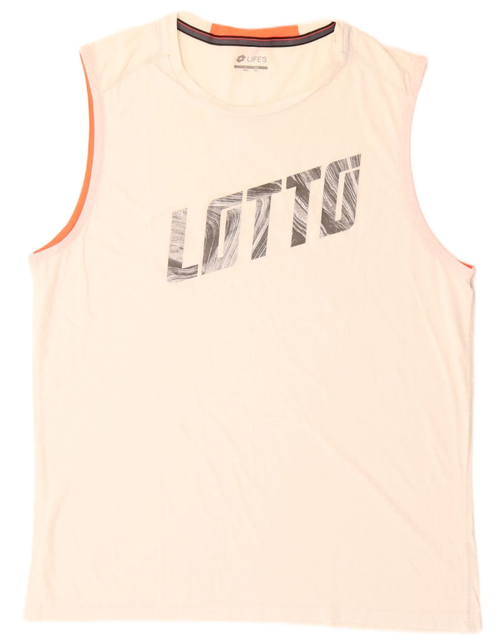 Lotto Hombre Camiseta Sin Mangas Estampada 2XL Blanco Roto
