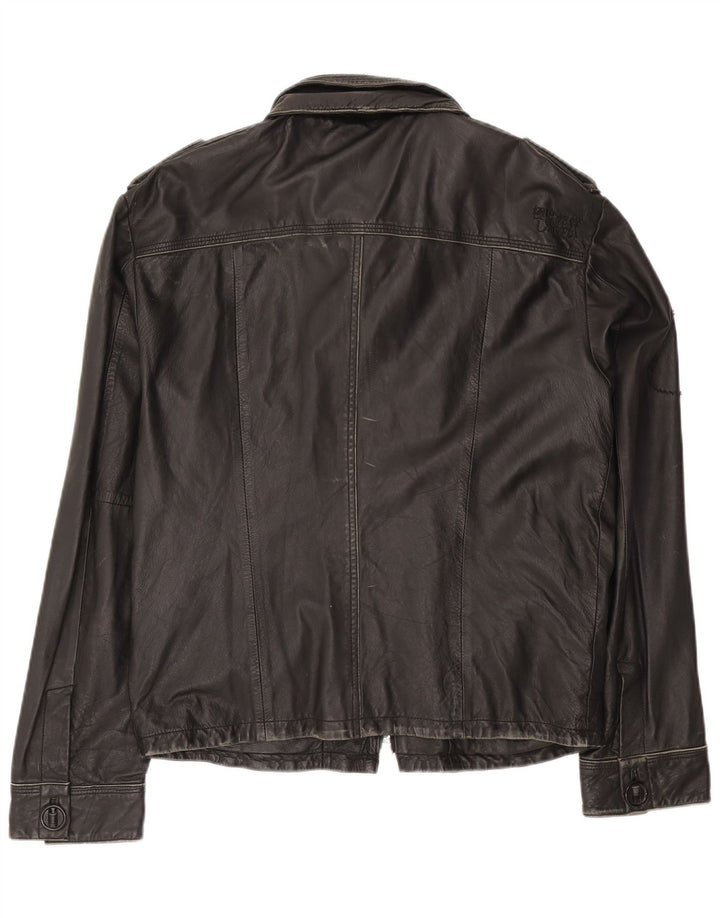 Superdry Chaqueta de cuero para hombre ES 42 XL Cuero negro