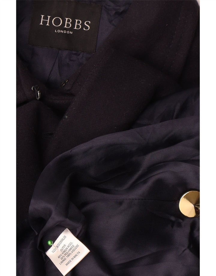 Hobbs Abrigo de doble botonadura para mujer UK 10 Small Lana virgen azul marino