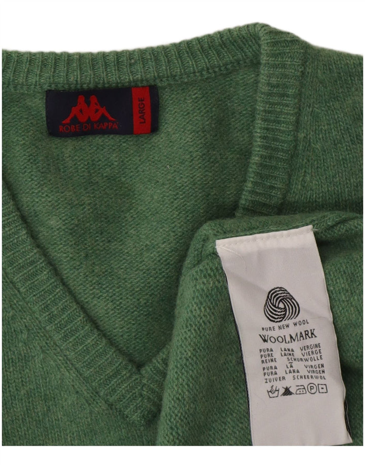 Kappa Hombre Jersey Con Cuello En V Jersey Grande De Lana Virgen Verde