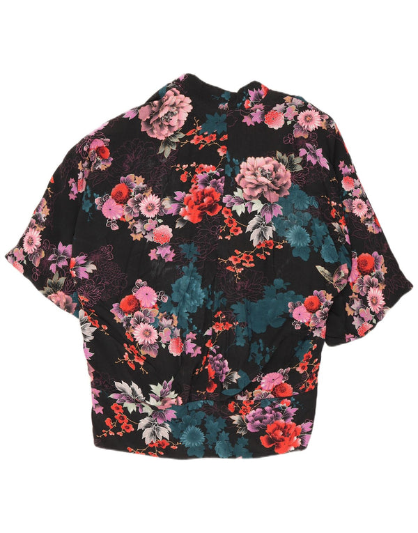 Oasis Cárdigan extragrande para mujer UK 8 Small Viscosa floral negra
