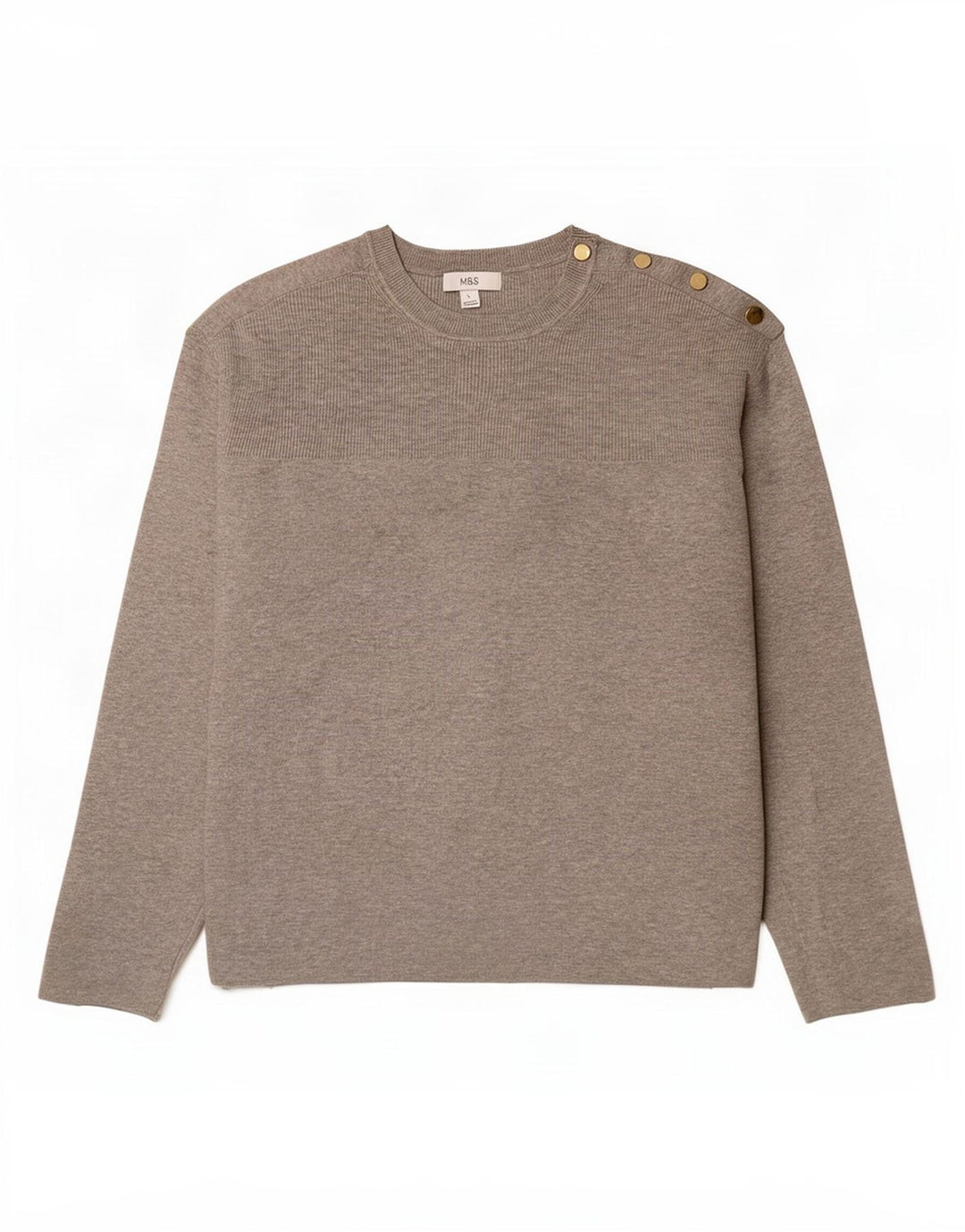 Marks & Spencer Suéter tipo jersey de cuello redondo de gran tamaño para mujer UK 46 Grande Gris