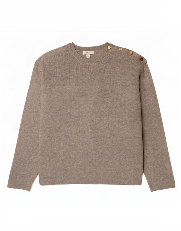 Marks & Spencer Suéter tipo jersey de cuello redondo de gran tamaño para mujer UK 46 Grande Gris
