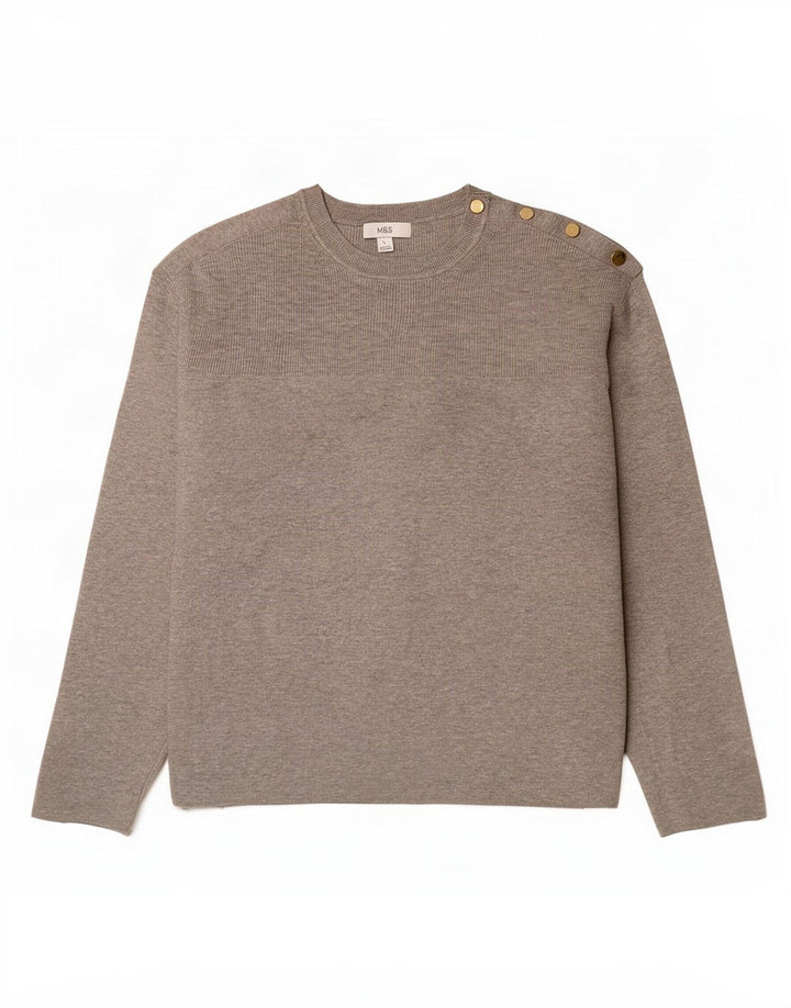 Marks & Spencer Suéter tipo jersey de cuello redondo de gran tamaño para mujer UK 46 Grande Gris