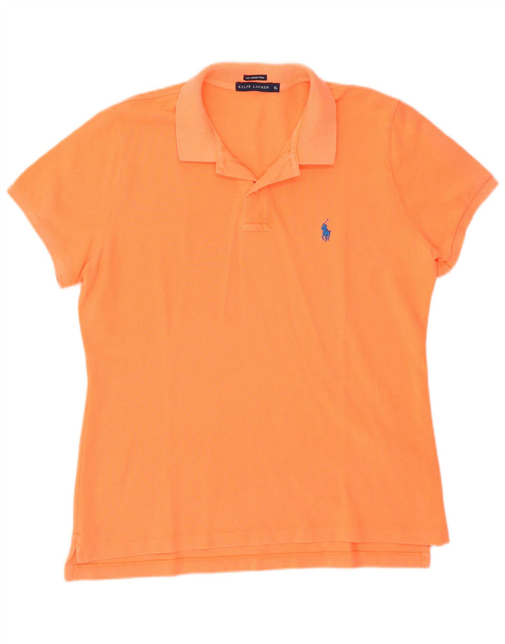 RALPH LAUREN Polo ajustado para mujer UK 40 XL Algodón naranja