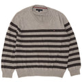 Tommy Hilfiger Jersey con Cuello en V para Hombre de algodón a Rayas Gris Medio