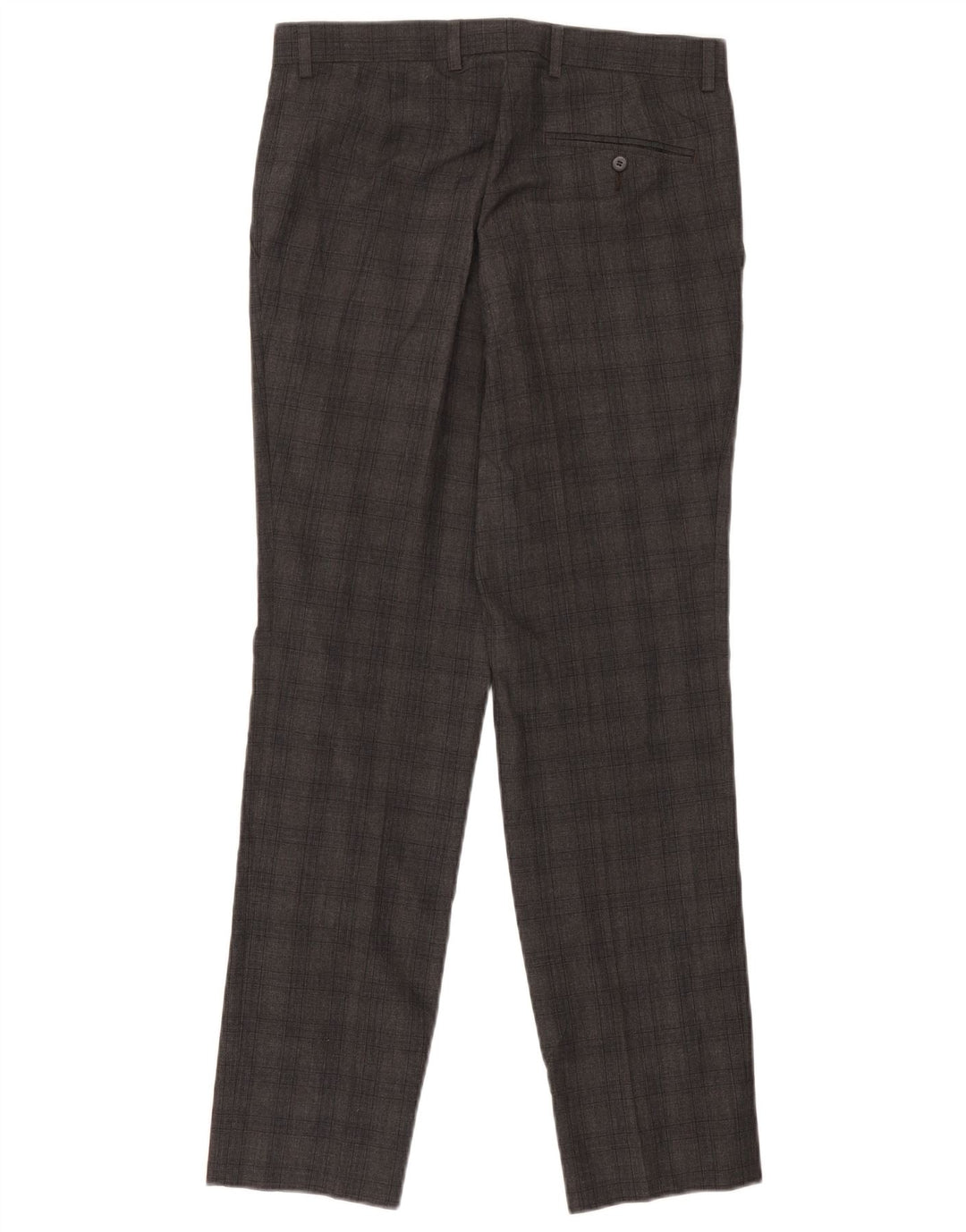 Marks & Spencer Pantalón de traje ajustado para hombre W30 L31 Poliéster a cuadros gris