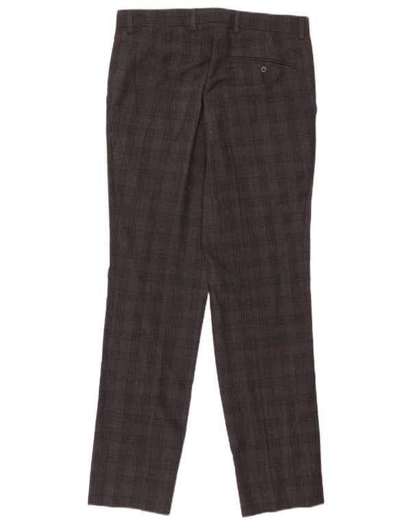 Marks & Spencer Pantalón de traje ajustado para hombre W30 L31 Poliéster a cuadros gris